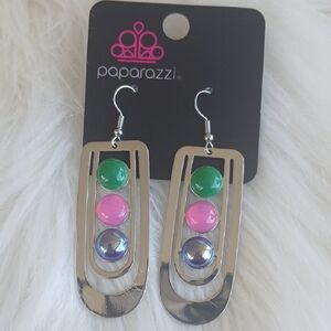 Paparazzi Silver Multi-Color Dangle Earrings